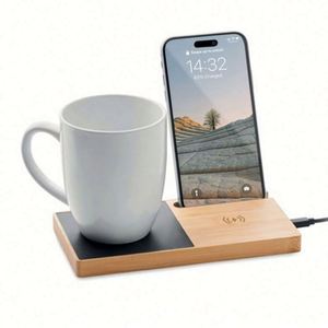 Base de Carga Inalámbrica de Bambú con Logotipo Personalizado, Impresión UV, Tipo-C, Carga Rápida de 15W/10W/5W, Diseño Moderno, Regalo Promocional Empresarial para Teléfono - Product Image 1