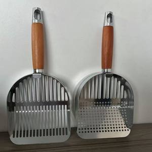 Nouvelle <span class=keywords><strong>pelle</strong></span> à litière <span class=keywords><strong>pour</strong></span> chat en acier inoxydable 304 lavable, bord incliné, 6 mm, grands trous <span class=keywords><strong>pour</strong></span> granulés de pin, tofu et litière de caille - Product Image 1