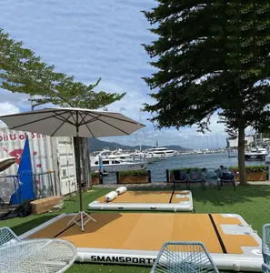 Giải Trí Land 422 Inflatable Swim Island Nổi Bè Inflatable Lá Nước Jet Ski Dock Nổi Nền Tảng Với Thang