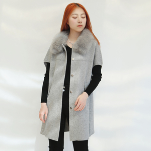 <span class=keywords><strong>Pull</strong></span> court en laine tricotée sur mesure Tyan Fashion, <span class=keywords><strong>bleu</strong></span> royal, avec col en vraie fourrure de renard, style ample de luxe pour femmes - Product Image 4