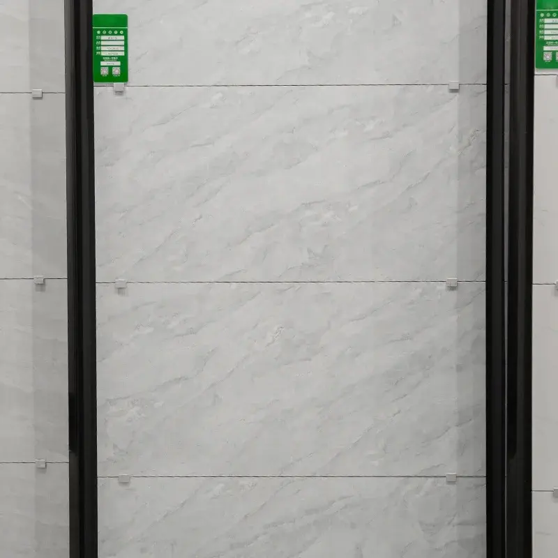 400x800mm光沢のあるライトタイルフローリングデザイン高品質のリビングルームの床の壁のタイル灰色の大理石のスラブ磁器の高級白