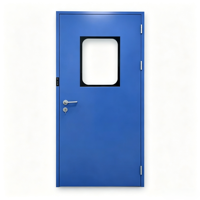 Porte de salle blanche à simple battant en acier galvanisé, avec fenêtre de visualisation, pour projet d'atelier pharmaceutique – Vente directe usine