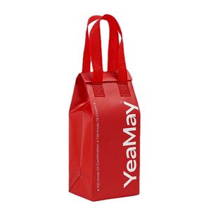 Manufacturers Wholesale Red Non-Woven Milk Tea Drinks Catering Insulation Bag Insulated Aluminum Foil Water Bottle Cooler Bag - Product Image 3