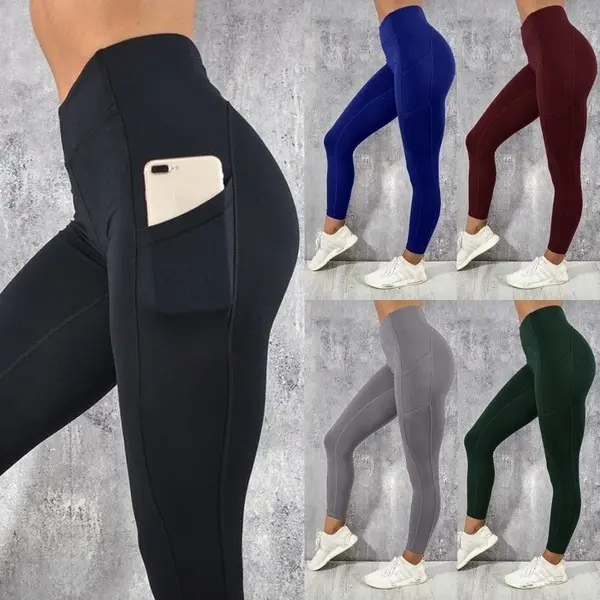 Dropshipping High Quality Fitness Sports Pants Workout Women Yoga Leggings With Pocket