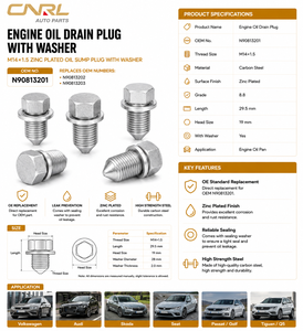Rondelles de bouchon de vidange d'huile moteur automobile OE N90813201, zinguées, pour VW Audi <span class=keywords><strong>Golf</strong></span> RuiLi - Product Image 3