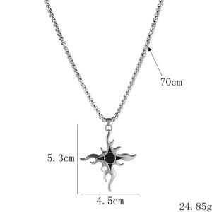 Collier personnel avec pendentif punk en <span class=keywords><strong>acier</strong></span> <span class=keywords><strong>inoxydable</strong></span> hip-hop rétro vague de flamme pour hommes - Product Image 6