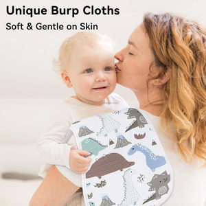 Paños de Bebé Personalizables con Estampado de Dinosaurio de 21''X10'', Baberos de Encaje Suaves y Absorbentes para Niños y Niñas, <span class=keywords><strong>Toalla</strong></span> de Alimentación para el Cuidado del Bebé - Product Image 2