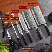 Japanische profession elle runde schwarze Holzgriff Premium 40Cr Damaskus Stahl Küchenmesser Set Kaufen für Restaurant