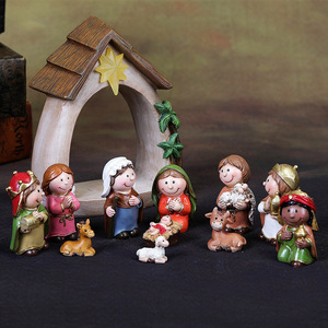 Vente en gros de Noël Crèche de petite taille Statue en résine pour berceau de Noël Fournitures de <span class=keywords><strong>vacances</strong></span> de Noël Décoration de la <span class=keywords><strong>maison</strong></span> Cadeaux de fête - Product Image 2