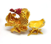 FengShui — boîte à bijoux FengShui, artisanat en métal, décoration pour la maison, boîte cadeau en perles, Statue de coq de poulet, bibelot
