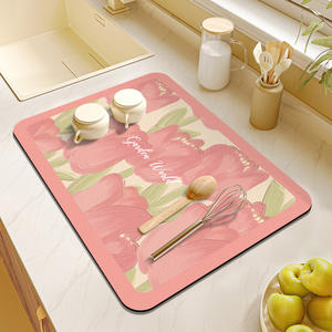 เสื่อครัวลายดอกไม้ฤดูใบไม้ผลิ รูปทรงสี่เหลี่ยมผืนผ้า กันลื่น ทำจากโพลีเอสเตอร์ สำหรับห้องรับประทานอาหาร สไตล์โมเดิร์น ป้องกันความร้อน - Product Image 3