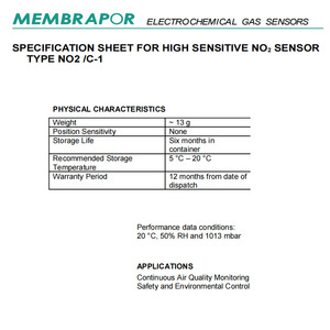 Sensor de gas de dióxido de nitrógeno Membrapor No2 C 1 para monitoreo ambiental - Product Image 3