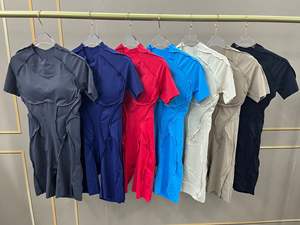 Nouvelle fermeture éclair manches courtes Leggings Fitness Yoga vêtements ensemble haute résistance vêtements d'entraînement femmes <span class=keywords><strong>Gym</strong></span> une pièce Yoga sport combinaison - Product Image 2