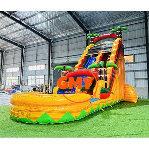 Tobogá<span class=keywords><strong>n</strong></span> inflable tropical alto amarillo de mármol resistente de 22 pies con piscina - Product Image 1