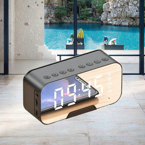 Mini specchio LED BT altoparlante Aux TF Radio FM doppio allarme digitale orologio da tavolo portatile ricaricabile USB altoparlante Wireless esterno - Product Image 3
