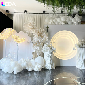 LEDA Wedding & Event Decor High Quality Simple Large Modern 3D White Round LED Acrylic <b>Backdrop</b> - Product Image 1