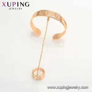 Xuping-Conjunto de anillos y brazalete de cobre chapado en oro de 18k para mujer, 52589