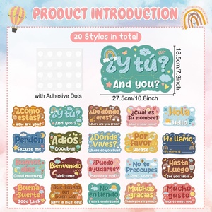 Poster per Aula Scolastica in Stile Boho Spagnolo con Traduzione in Inglese, Decorazione Riutilizzabile per Bacheca, per Insegnanti e Apprendimento Prescolare - Product Image 2