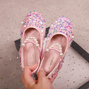 Sequined Girls' Single <b>Shoes</b> Princess <b>Shoes</b> Girls' Crystal Performance Shiny <b>Soft</b> Dance <b>Shoes</b> - Product Image 5