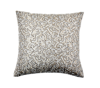 Housse de coussin carrée de luxe en jacquard métallique avec appliques pour canapé, salon, décoration intérieure