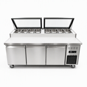 Réfrigérateur commercial Saladette avec couvercle vitré battant, table de préparation réfrigérée pour sandwichs et pizzas, pour restaurant, traiteur et cuisine - Product Image 2
