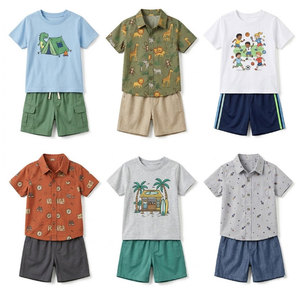 Lot de Stock en Gros Styles Mixtes Ensembles d'Été pour Enfants T-shirts en Coton Chemises Débardeurs Shorts Surstock Vêtements pour Enfants Déstockage - Product Image 2