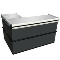 Comptoir de caisse de supermarché au design moderne et minimaliste, système de point de vente inclus, configurations en L/droites, principal