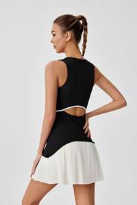 Gaun Lurus Golf wanita, pakaian olahraga tenis pelangsing dengan celana pendek dan saku lipit - Product Image 5