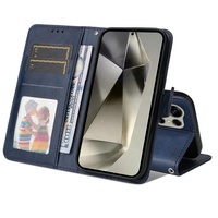 Untuk Samsung S25 Ultra Hoesje casing buku dompet Hulle casing buku dompet Flip kulit Pu penutup belakang untuk pria wanita perempuan-biru