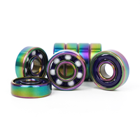Billes en céramique blanches ABEC-7 6-8mm ID 22mm OD C0, roulements de skateboard à double rangée en acier chromé, à roulement rapide, avec retenue en nylon