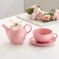 Nouveau cadeau pour la Saint-Valentin 2025, théière en porcelaine écologique, tasse et soucoupe, ensembles de thé en céramique de luxe, théière pour une personne