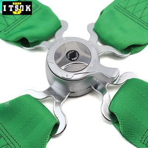 TAKA4ポイントカーセーフティベルト4ポイントカスタマイズロゴ4ポイントハーネスシートベルト3インチシートベルトブラックグリーンレーシングシートハーネス - Product Image 2