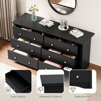Commode moderne en bois noir à 6 tiroirs pour la chambre à coucher, coffre de rangement pour le couloir, le salon, l'entrée