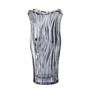 European Light Luxury Creative Wave Shape Water Bottle 3 Colors Crystal Glass Flower Vase for Home Decor