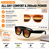 Lunettes intelligentes haute définition 8MP avec traduction IA, reconnaissance d'objets et trois types de lentilles