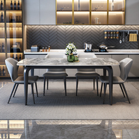 Ensemble de table et chaises de salle à manger rectangulaire en marbre moderne, élégant et luxueux, 4 à 6 places, meubles en métal pour restaurant, salon, dernières tendances