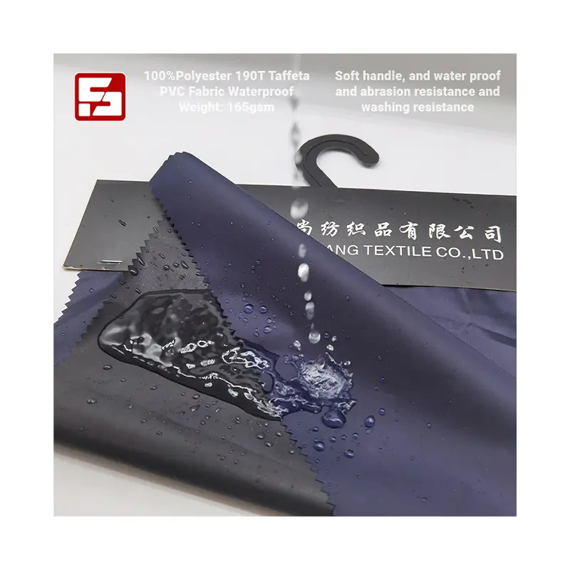 ผ้า Taffeta 100% โพลีเอสเตอร์190T Taffeta กันน้ำ PVC ผ้าเสื้อกันฝนสำหรับเต็นท์
