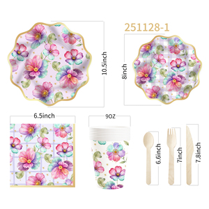 DAMAI Flower <b>Plates</b> and Napkins Floral Disposable <b>Plates</b> Napkins Baby <b>Shower</b> Decorations for Spring Wedding Birthday Tea Party - Product Image 4