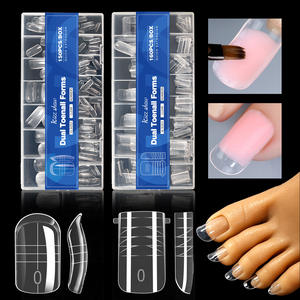 Ongles artificiels en forme de cercueil en <span class=keywords><strong>gel</strong></span> cristal rapide pour la pose d'ongles en forme d'amande de style français, pointes d'ongles en <span class=keywords><strong>gel</strong></span> pour les doigts - Product Image 1