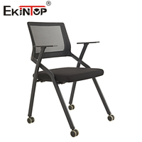Ekintop Chaises d'école pliables pour salle de formation professionnelle Bloc-notes empilable Chaise de formation scolaire en maille