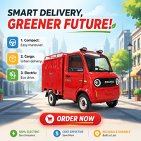 Nouveau design de camion électrique miniature rouge entièrement fermé, fourgonnette de transport de marchandises 500cc 50 km/h pour le transport et la livraison en ville
