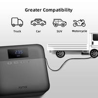 Compresseur d'air portable noir 12V pour voiture, mini, à cylindre lubrifié à l'huile, avec écran LCD et lumière d'urgence, pour gonflage de pneus