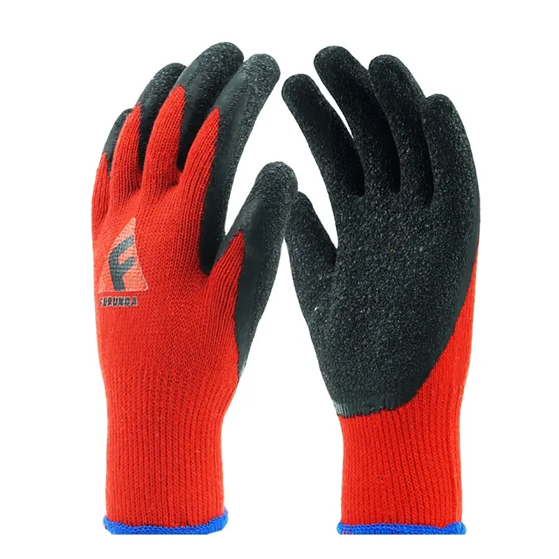 Industrial safety rubber hand protective wholesale construction anti slip heavy duty latex coated working gloves