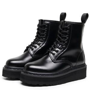 Botas Martin - Botas cortas ligeras con suela gruesa y forro negro puro para mujer, botas de cuero genuino para hombre y mujer - Product Image 2