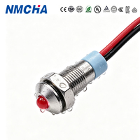 Lampu Indikator LED Merah Tahan Air IP65 Pabrik DQ-6 2 Kabel Logam Lubang Pemasangan 6mm Lampu Indikator Peralatan