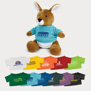 factory wholesale custom print logo stuffed animal kangaroo plush toy with t-shirt