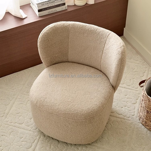 Sillón Moderno de Diseño con Tapicería de Tela Teddy, Sillón Curvo con Respaldo de Ala, Muebles para Recepción de Hotel, Galería de Arte - Product Image 4