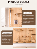 Mur d'escalade pour chat PAIPET en pin, mobilier mural modulaire minimaliste personnalisé pour chat, système à 4 niveaux, pont, maison, hamacs, fournisseur de cartons