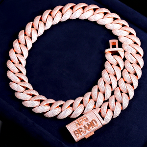 Rose Gold 22mm 5Rows GRA Certificate VVS Moissanite Diamonds Pass Diamond Tester S925 Silver Miami Cuban Chain Moissanite - Product Image 1