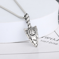 Collier pendentif 3D design vintage nordique viking en acier inoxydable avec marteau Gungnir, rune Valknut, pointe de lance et boussole pour homme
